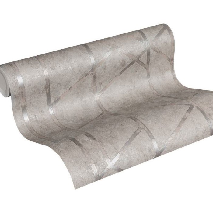 Papel Pintado hormigón geométrico metalizado gris - As Creation Metropolitan Stories 369282