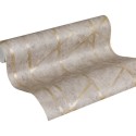 As Creation|Papel Pintado hormigón geométrico metalizado taupe dorado|Papel Pintado