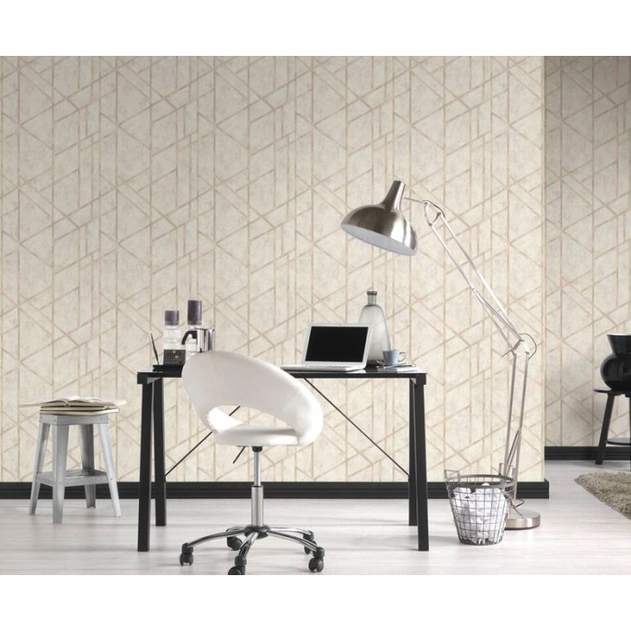 Papel Pintado hormigón geométrico metalizado beige - As Creation Metropolitan Stories 369284