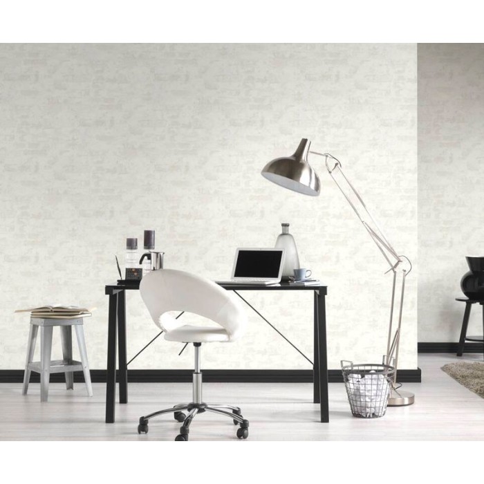 As Creation|Patched brick wallpaper beige cream plaster|Wallpaper