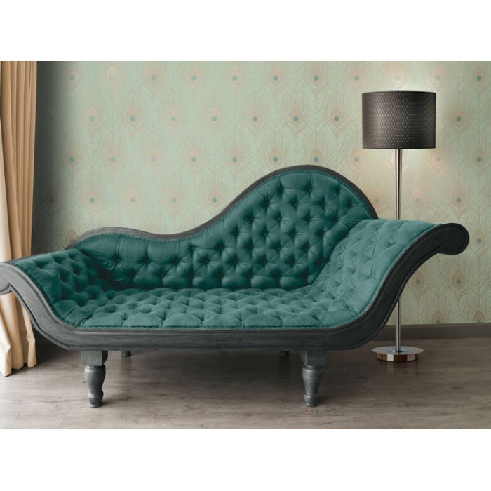 Architects Paper|Peacock feather wallpaper in turquoise green and gold shimmer|Wallpaper