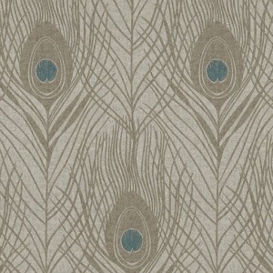 Architects Paper|Peacock feather wallpaper in turquoise green and gold shimmer|Wallpaper