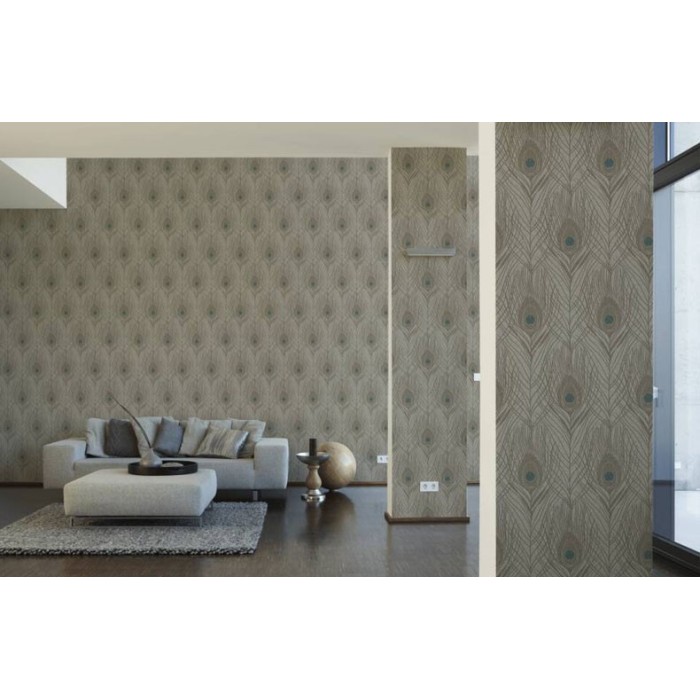 Architects Paper|Pfauenfeder-Tapete super elegant braun und grau|Tapeten