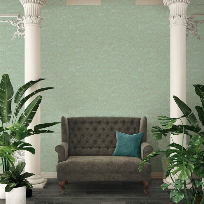 Architects Paper|Blumentapete mit Wildpflanzen und Bäumen türkisgrün|Tapeten