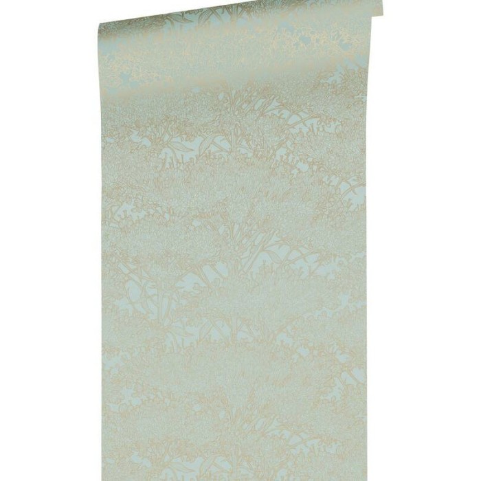 Architects Paper|Blumentapete mit Wildpflanzen und Bäumen türkisgrün|Tapeten