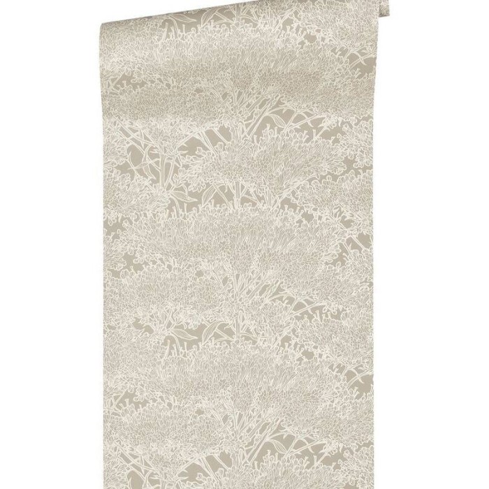 Architects Paper|Blumentapete mit Wildpflanzen und Bäumen beige taupe|Tapeten