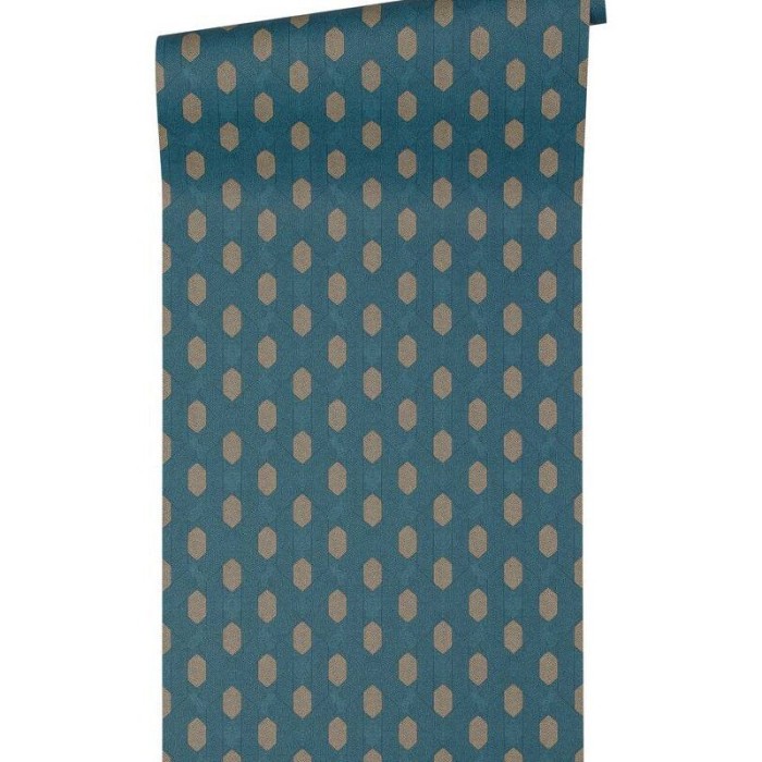 Architects Paper|Papier peint moderne avec touche ethnique bleu et marron|Papier Peint