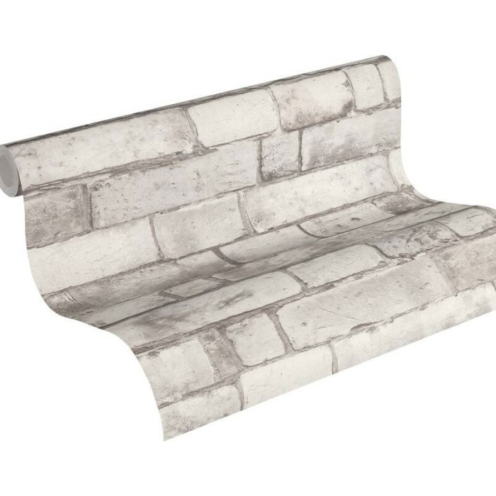 Papeldecor|Tapete hellgraue Ziegelstein-Optik|Ziegelimitat