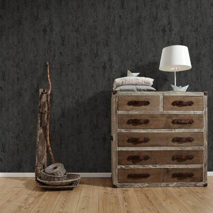 Papeldecor|Tapete Beton mit Relief und schwarzer Textur|Tapeten