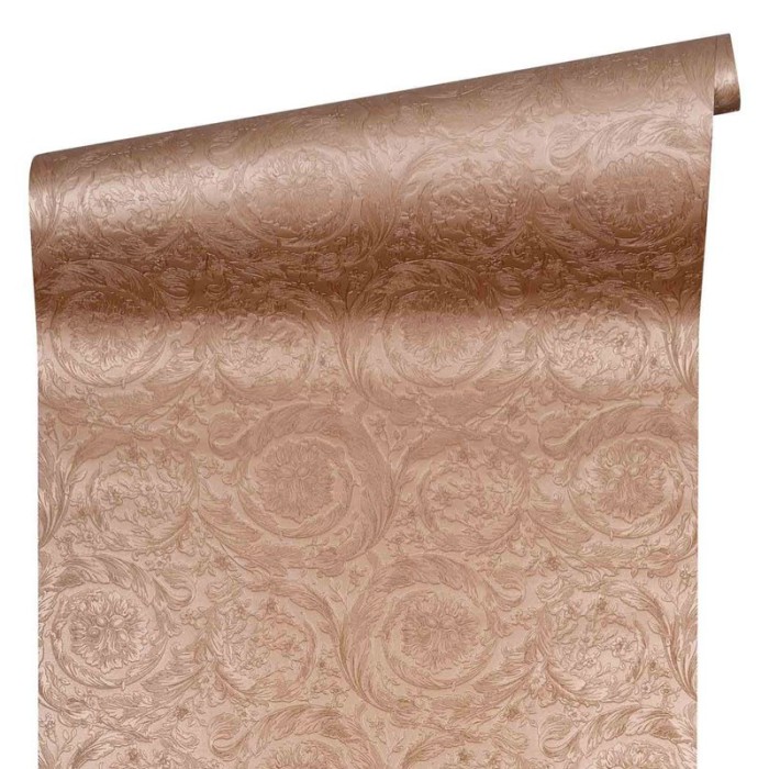 Papeldecor|Ornamenttapete mit Struktur in Kupfer metallisiert|Tapeten