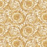 Papeldecor|Ornamental wallpaper with white and gold metallic texture|Wallpaper
