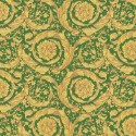 Papeldecor|Ornamenttapete mit Struktur in Grün und Gold metallisiert|Tapeten