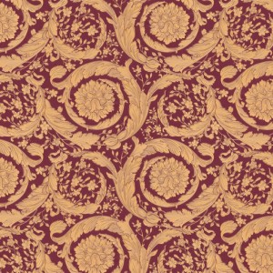 As Creation|Tapete Medaillons im orangefarbenen und oxidierten Damaststil|Damast