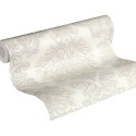 Papeldecor|Papel Pintado elegante estilo damasco blanco crema|Papel Pintado