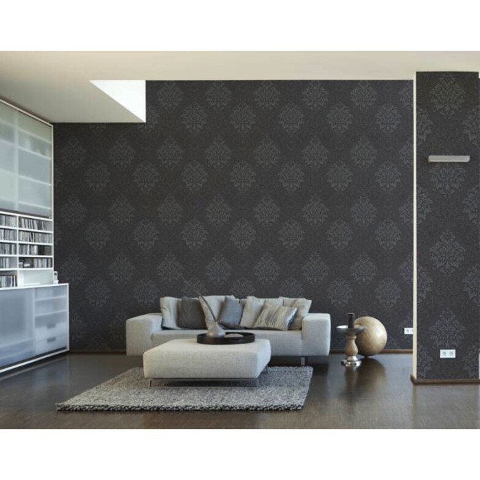 Papeldecor|Papier Peint damas noir avec brillance et textures|Papier Peint