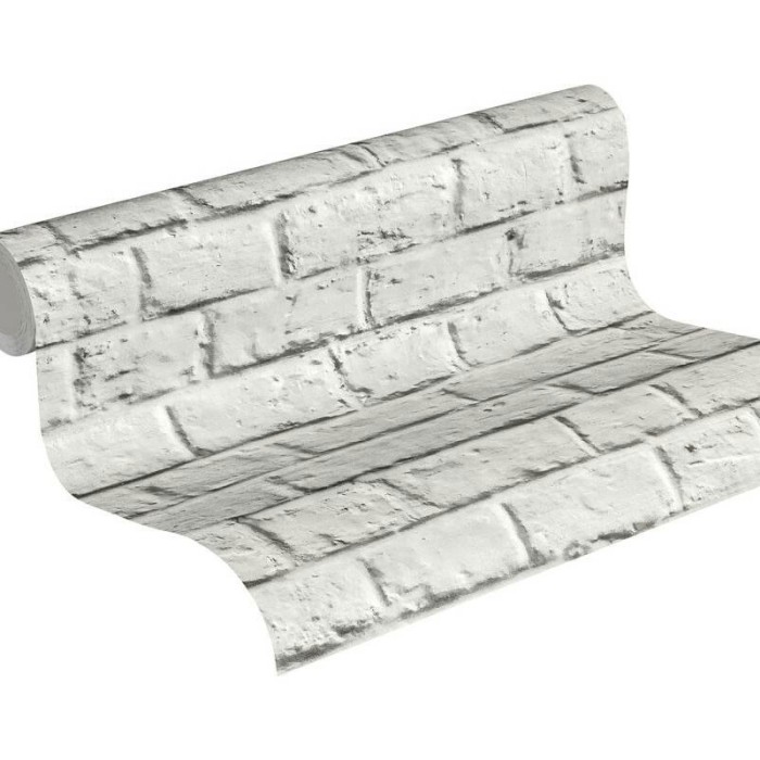 Papeldecor|Tapete weiß und grau gestrichener Ziegel|Ziegelimitat