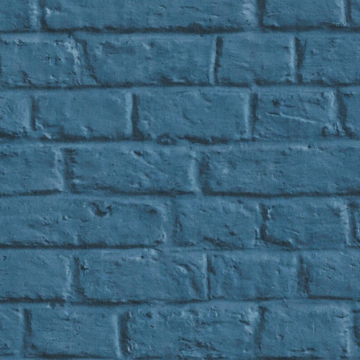 Papeldecor|Papel pintado ladrillo azul oscuro pintado|Imitacion Ladrillo
