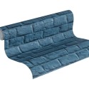 Papeldecor|Wallpaper dark blue painted brick|Brick Imitation