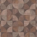 Papeldecor|Papier Peint mosaïque bois cercles marron|Imitation Bois