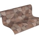 Papeldecor|Papier Peint mosaïque bois cercles marron|Imitation Bois