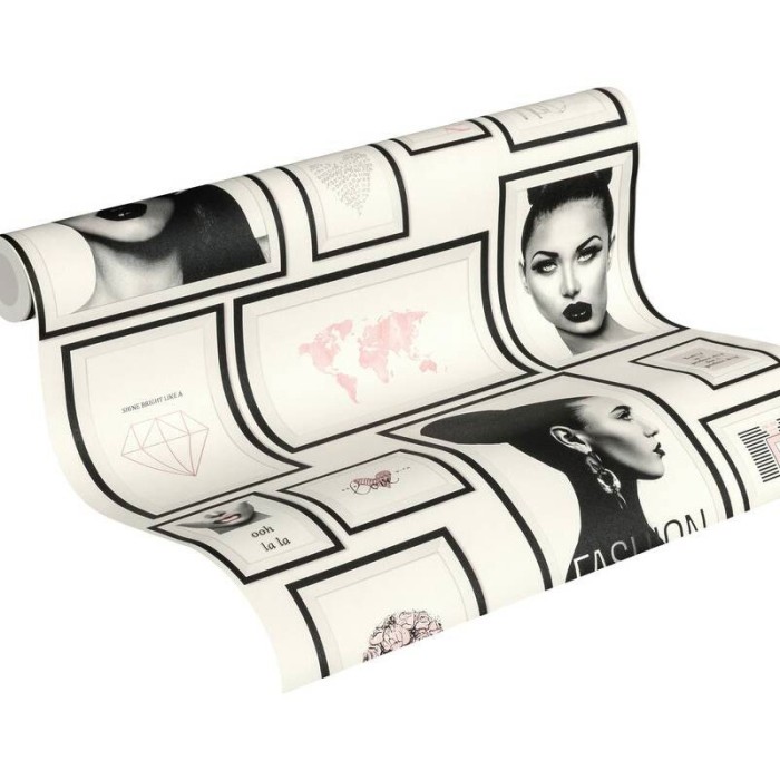 Papeldecor|Tapete Vintage-Collage in Cremeweiß|Tapeten