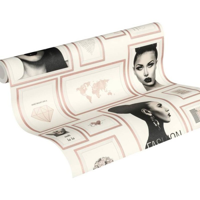 Papeldecor|Wallpaper vintage cream and pink|Wallpaper