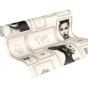 Papeldecor|Papier Peint vintage crème et rose|Papier Peint