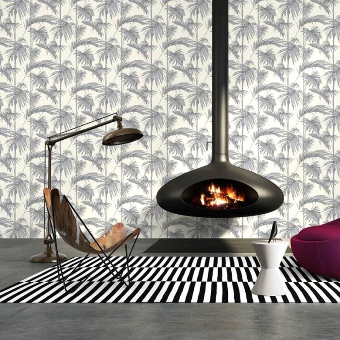 Papeldecor|Papier Peint bambou effet argent métallisé|Papier Peint