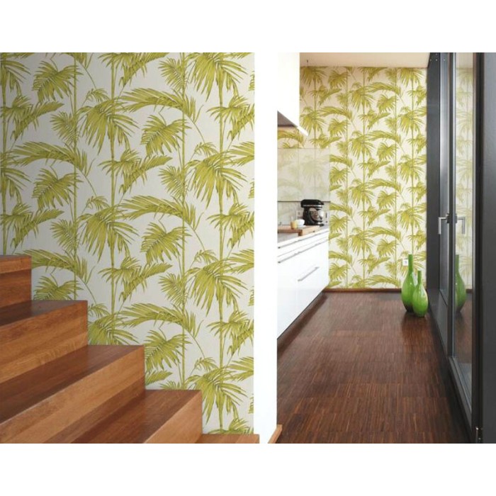 Papeldecor|Wallpaper tropical with shiny green bamboo plants|Wallpaper