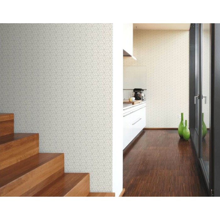 Papeldecor|Tapete geometrisch glänzend beige und silberfarben|Tapeten