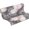Papeldecor|Tapete große graue und rosa Vintage-Blumen|Tapeten