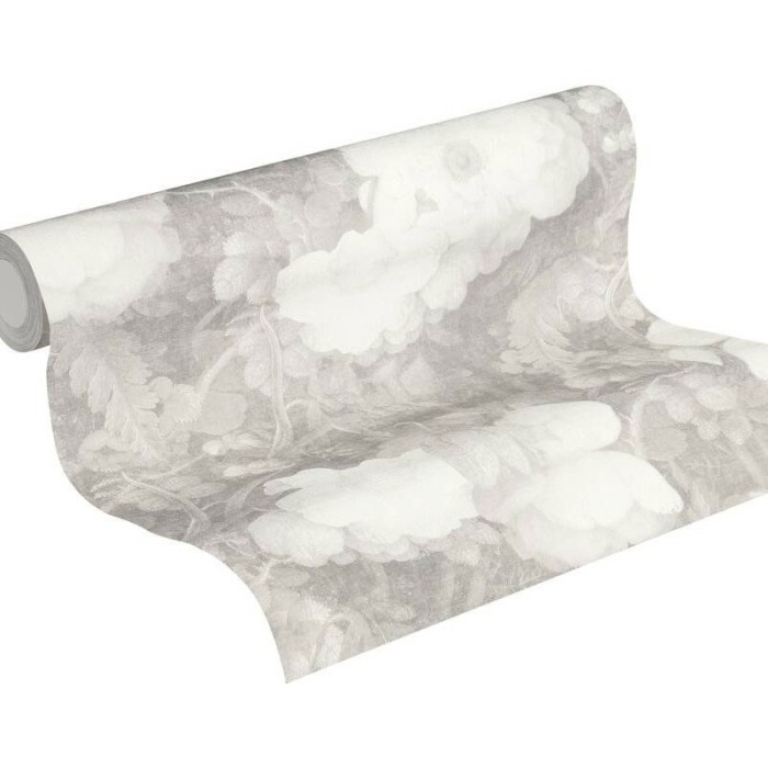 Papel Pintado floral vintage efecto seda gris -  219-1941