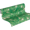 Papel Pintado hojas grandes tropicales verde y dorado -  219-1952