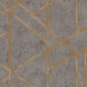 Papeldecor|Papel Pintado geométrico efecto hormigón gris y dorado|Papel Pintado