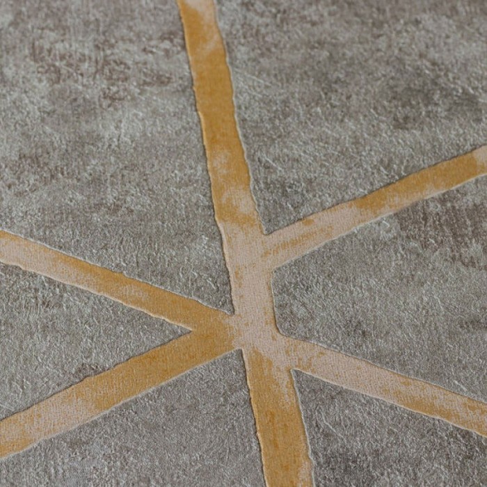 Papel Pintado geométrico efecto hormigón gris y dorado -  219-1955