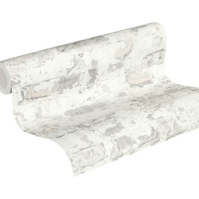 Papel pintado ladrillo gris y blanco con yeso -  219-1962