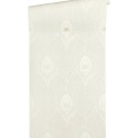 Papeldecor|Papier peint plumes de paon blanc brillant|Papier Peint