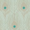 Papeldecor|Papier peint plumes de paon avec éclat vert turquoise et doré|Imitation Peau