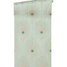 Papeldecor|Wallpaper peacock feathers with turquoise green and gold shine|Skin Imitation