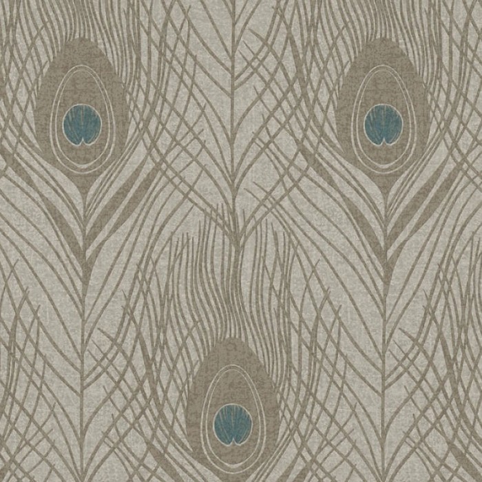 Papel pintado plumas de pavo real super elegante marrón y gris -  219-1977