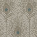 Papeldecor|Pfauenfedertapete super elegant Braun und Grau|Lederimitat