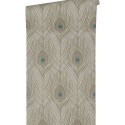 Papeldecor|Pfauenfedertapete super elegant Braun und Grau|Lederimitat