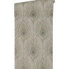 Papeldecor|Papier peint plumes de paon super élégant brun et gris|Imitation Peau