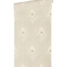 Papeldecor|Papier peint plumes de paon élégant beige avec brillance|Papier Peint