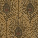 Papeldecor|Tapete Moderner Ethnostil Pfauenfedern Braun-Schwarz|Lederimitat