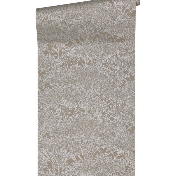 Papeldecor|Blumentapete mit braunen und silbernen Wildpflanzen|Tapeten
