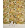 Papeldecor|Barock-Collage-Tapete im modernen klassischen Stil in Grün und Gold|Tapeten