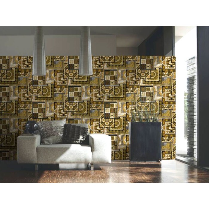 Papeldecor|Baroque collage wallpaper in modern classic style, black and gold|Wallpaper