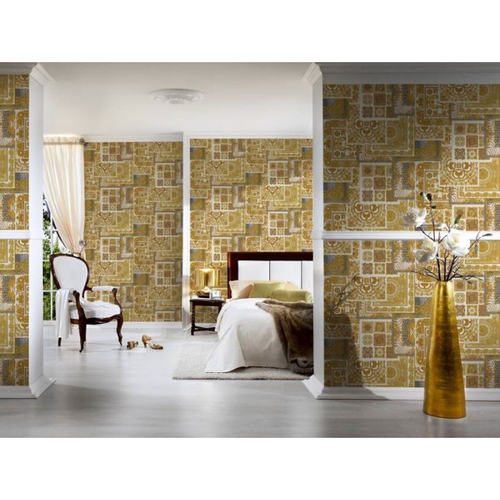 Papeldecor|Baroque collage wallpaper in modern classic style, gold|Wallpaper