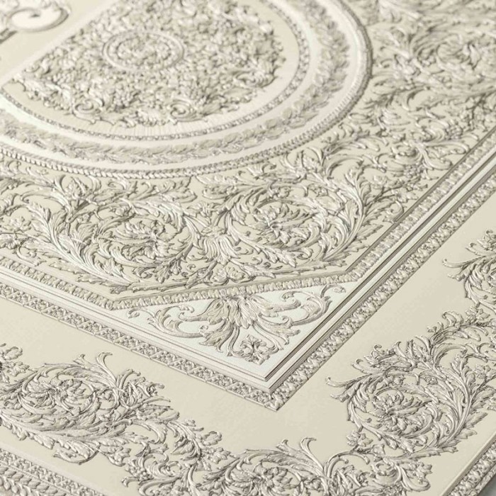 Papeldecor|Barock-Collage-Tapete im modernen klassischen Stil in Silber|Tapeten
